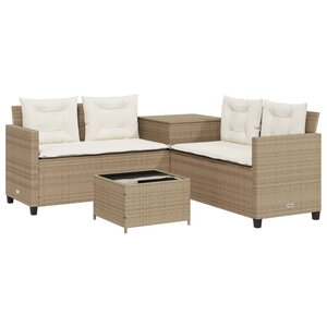 vidaXL Canapé de jardin avec table et coussins en forme de L beige