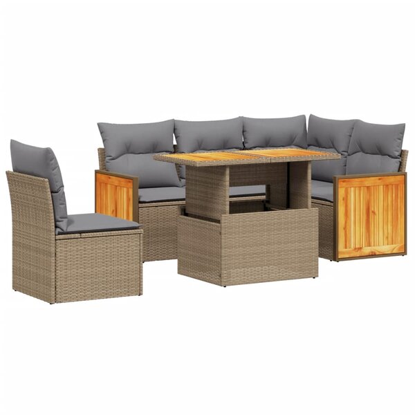 vidaXL Salon de jardin avec coussins 6 Pièces beige résine tressée
