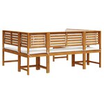 Ensemble de banc de jardin 5 pièces avec coussins en bois d'acacia