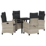 vidaXL Ensemble de salle à manger de jardin 5 pièces avec coussins Gris clair Poly Rattan