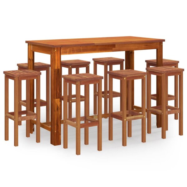 vidaXL Ensemble de bar de jardin 9 Pièces Bois d'acacia solide