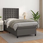 vidaXL Sommier à lattes de lit avec matelas Gris 100x200 cm Similicuir
