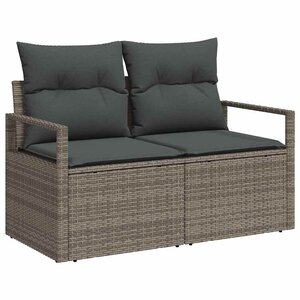 vidaXL Ensemble de Canapés avec coussin 6 Pièces Gris polyrotin