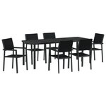 vidaXL Ensemble de salle à manger de jardin 7 pièces Noir Poly Rotin
