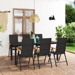 vidaXL Ensemble à manger de jardin 7 Pièces noir et marron
