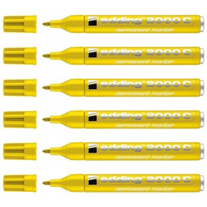 Marqueur Permanent 2000C Corps Alu Jaune Pointe Ronde 1 5-3 mm x 6 EDDING