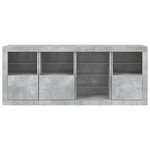 vidaXL Buffet avec lumières LED gris béton 164x37x67 cm
