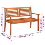vidaXL Banc de jardin 2 places avec coussin 120 cm Bois d'eucalyptus