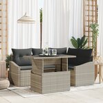 vidaXL Ensemble de canapés de jardin 5 pièces avec coussins gris clair en poly rotin