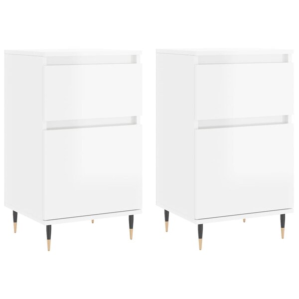 vidaXL Buffets 2 Pièces blanc brillant 40x35x70 cm bois d'ingénierie