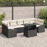 vidaXL Ensemble de Canapé de Jardin 8 Pièces avec Coussins Noir Poly Rattan