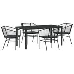 vidaXL Ensemble de salle à manger de jardin 5 pièces avec coussins en poly rotin noir