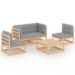 vidaXL Salon de jardin 5 Pièces avec coussins Bois de pin massif