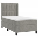 vidaXL Sommier à lattes de lit matelas LED Gris clair 90x190cm Velours