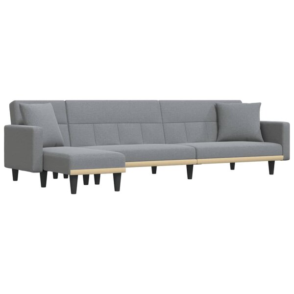 vidaXL Canapé-lit en forme de L gris clair 275x140x70 cm tissu