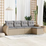 vidaXL Salon de jardin avec coussins 5 Pièces beige résine tressée