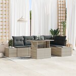 vidaXL Ensemble de canapé de jardin de 6 pièces avec coussins gris clair en rattan synthétique