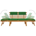vidaXL Banc de jardin avec coussins 2-en-1 190 cm Bois solide d'acacia