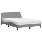 vidaXL Lit avec matelas gris clair 140x200 cm tissu