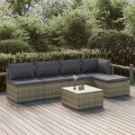 vidaXL Salon de jardin 6 Pièces avec coussins Gris Résine tressée