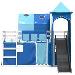 vidaXL Lit superposé sans matelas avec toboggan et rideaux 90x200 cm
