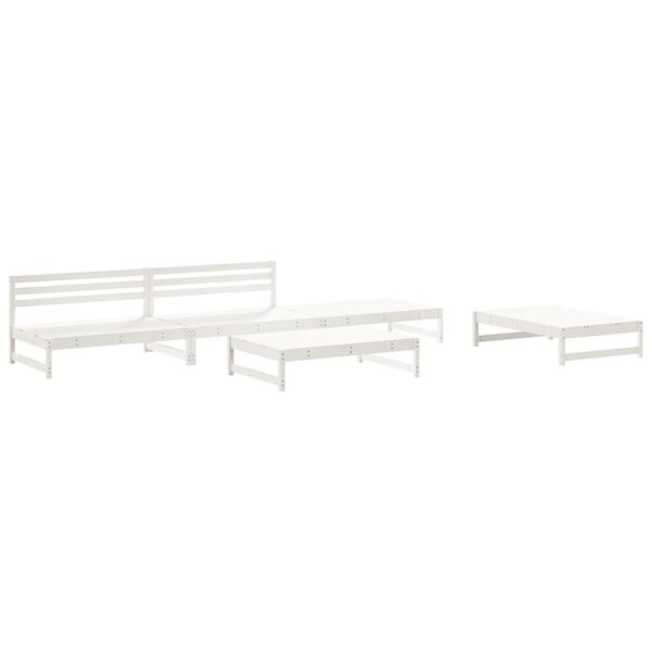 vidaXL Salon de jardin 5 Pièces blanc bois massif de pin