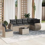 vidaXL Salon de jardin avec coussins 7 Pièces gris clair résine tressée