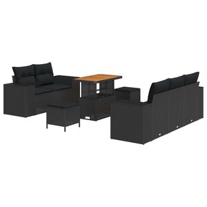 vidaXL Ensemble de canapé de jardin 8 Pièces Noir Poly Rattan