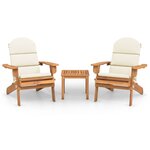 vidaXL Ensemble de salon de jardin Adirondack 3 Pièces bois acacia solide