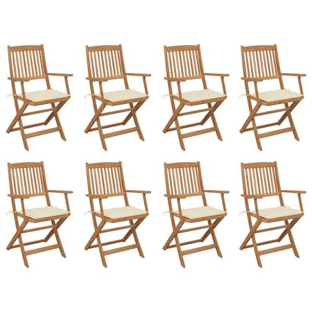 vidaXL Chaises pliables d'extérieur et coussins lot de 8 Bois d'acacia