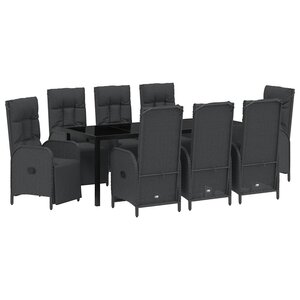 vidaXL Ensemble de salle à manger pour jardin 9 Pièces Noir polyrotin