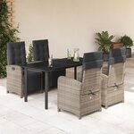 vidaXL Ensemble à manger de jardin 5 Pièces coussins gris résine tressée