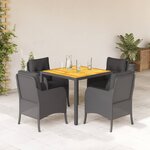 vidaXL Ensemble à manger de jardin coussins 5Pièces Noir Résine tressée