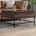 vidaXL Table basse chêne marron 80x80x45 cm bois d'ingénierie et métal