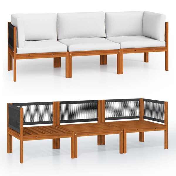 vidaXL Canapé de jardin à 3 places avec coussin Bois d'acacia massif