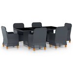 vidaXL Ensemble à manger d'extérieur et coussins 7 Pièces résine tressée