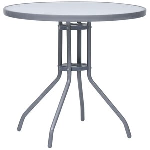 vidaXL Table de jardin Gris clair 80 cm Acier et verre