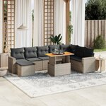 vidaXL Salon de jardin 9 Pièces avec coussins gris résine tressée