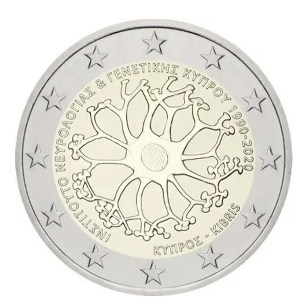 2 euros commémorative Chypre 2020 - Institut de Neurologie et Génétique.