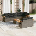vidaXL Salon de jardin 9 Pièces avec coussins gris résine tressée