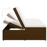 vidaXL Chaise longue convertible avec coussin Résine tressée Marron
