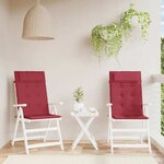vidaXL Coussins de chaise à dossier haut lot de 2 rouge bordeaux