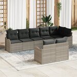 Ensemble de Canapés de Jardin vidaXL 8 pièces avec coussins Gris clair Rotin synthétique