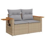 Ensemble Canapé 8 Pièces Beige Rattan Acacia
