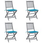 vidaXL Chaises pliables d'extérieur 4 Pièces avec coussins Bois d'acacia