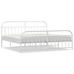 vidaXL Cadre de lit métal avec tête de lit/pied de lit blanc 193x203cm