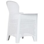 vidaXL Ensemble à manger d'extérieur 7Pièces Plastique Blanc Aspect rotin