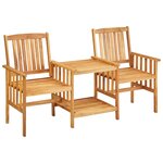 vidaXL Chaises de jardin avec table à thé 159x61x92 cm Bois d'acacia