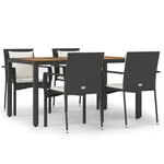 vidaXL Ensemble à manger de jardin coussins 5Pièces Noir Résine tressée