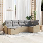 vidaXL Ensemble de canapé de jardin 6 pièces avec coussins beige en poly rattan